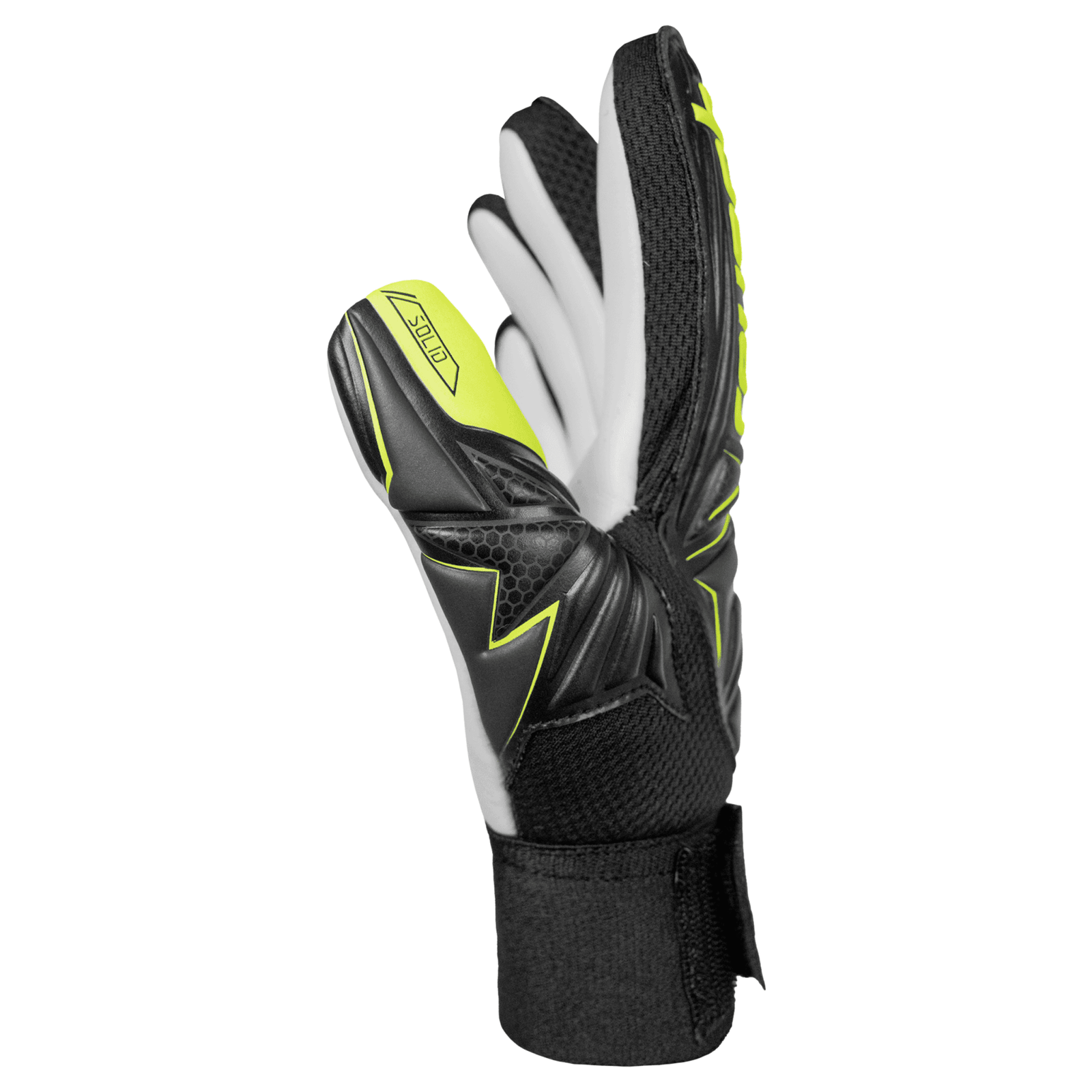 Reusch Junior Attrakt Starter Solid Finger Support Goalkeeper Gloves (Black/Yellow) | SoccerWearhouse