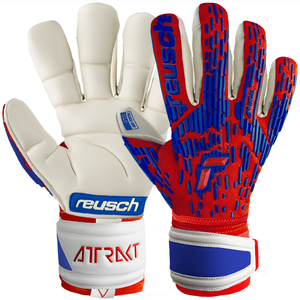 Reusch Attrakt Freegel Gold Finger Support Goalkeeper Gloves (Red/Deep Blue)