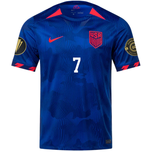 Nike Mens United States Gio Reyna Away Jersey w/ Gold Cup Patches 23/24 (Hyper Royal/Loyal Blue)