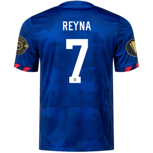 Nike Mens United States Gio Reyna Away Jersey w/ Gold Cup Patches 23/24 (Hyper Royal/Loyal Blue)