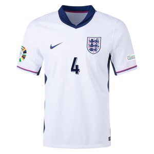 Nike England Authentic Declan Rice Match Home Jersey w/ Euro 2024 Patches 24/25 (White/Blue Void)