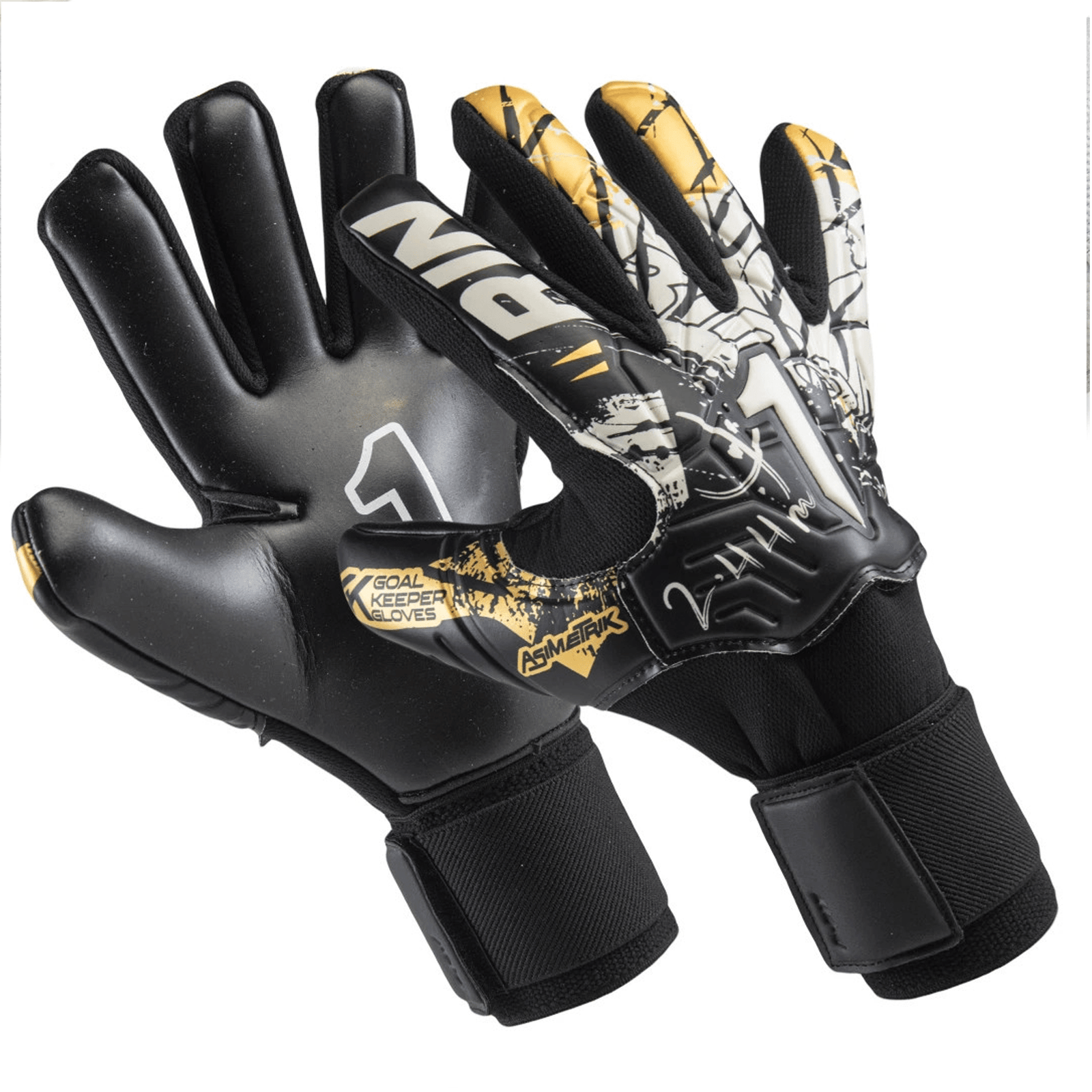 Rinat Asimetrik Training Spine GK Glove (Black/Gold) | SoccerWearhouse