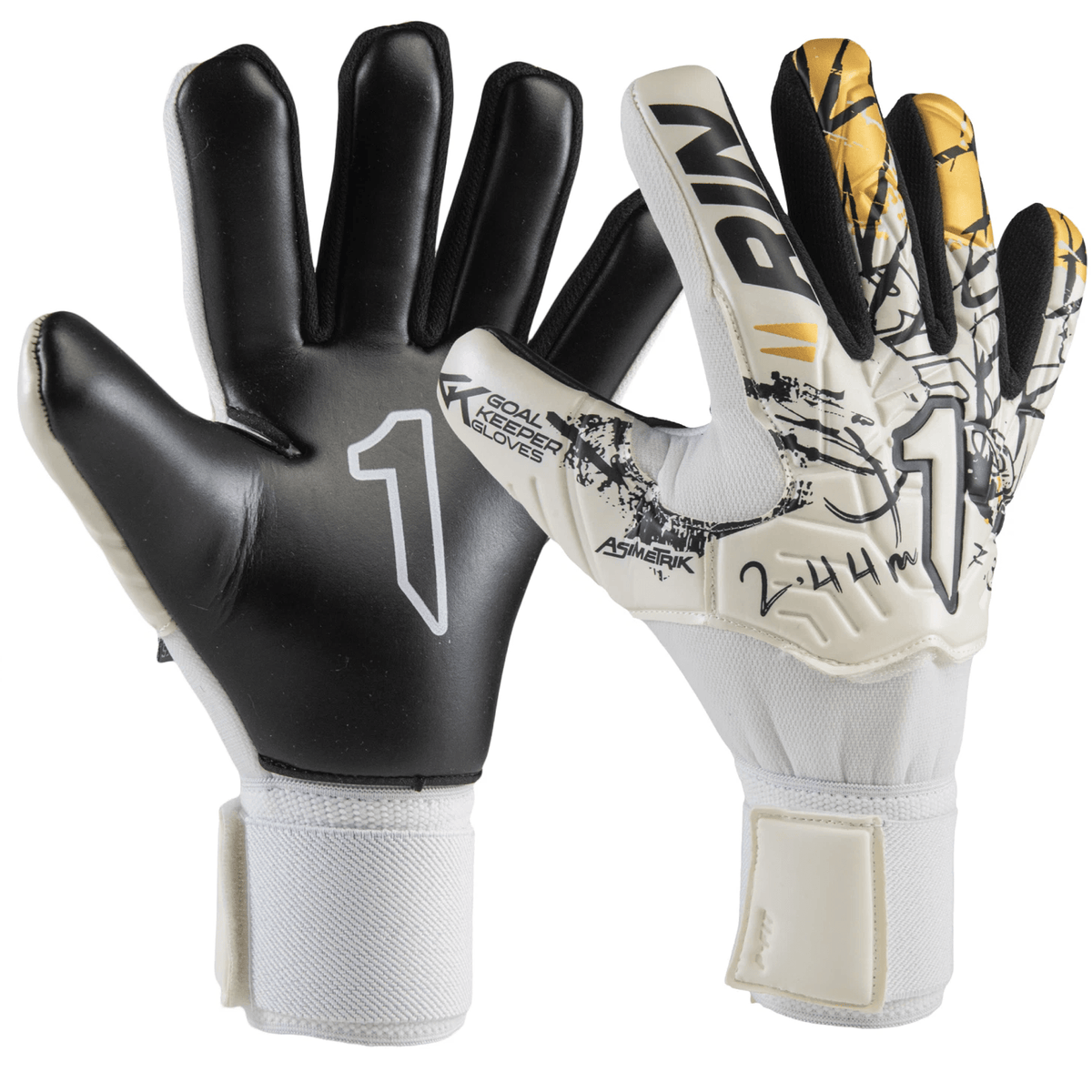 Rinat Asimetrik Training Spine GK Glove (White/Gold) | SoccerWearhouse