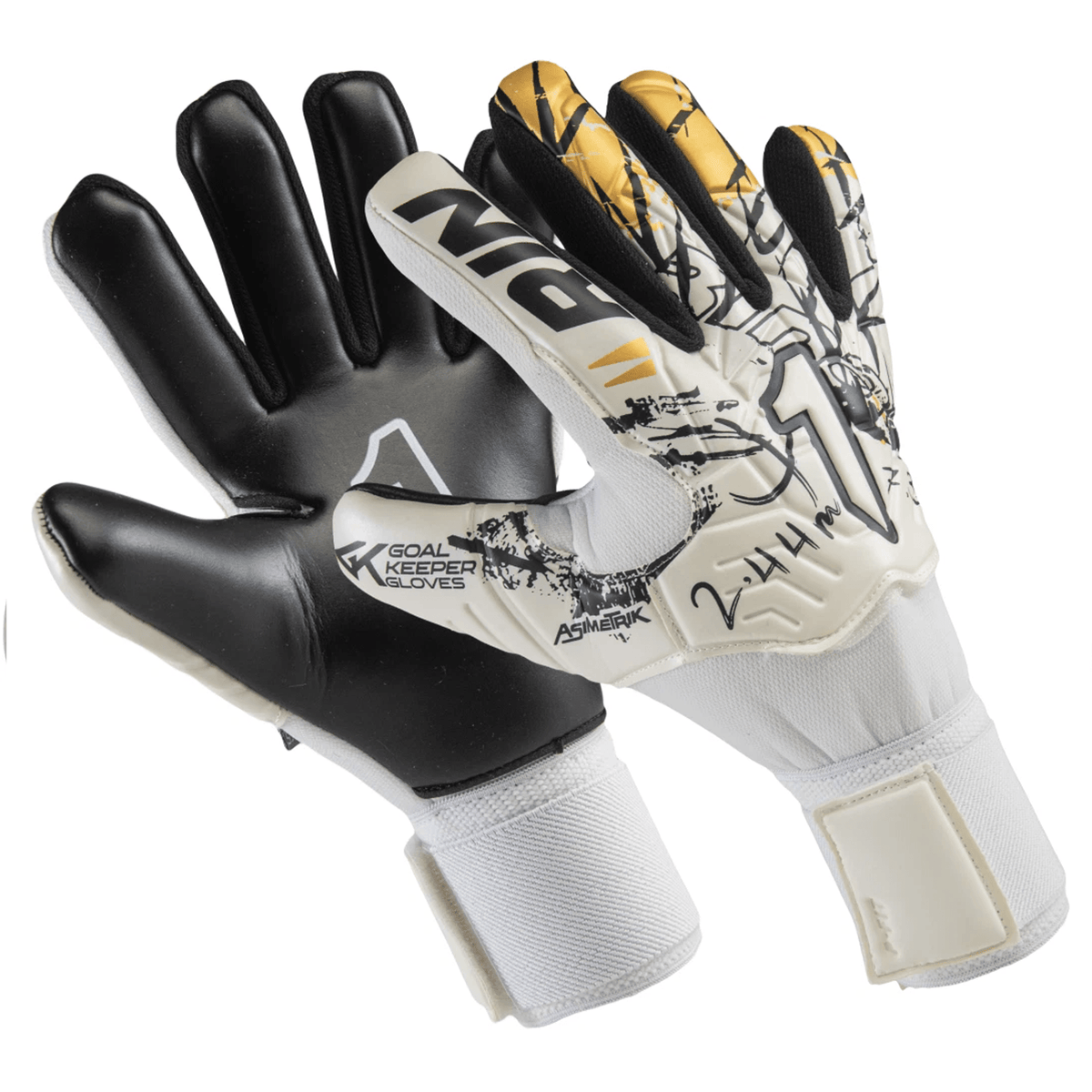Rinat Asimetrik Training Spine GK Glove (White/Gold) | SoccerWearhouse
