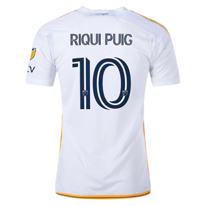 adidas LA Galaxy Riqui Puig Home Jersey w/ MLS + Apple TV Patches 24/25 (White/Yellow/Navy)