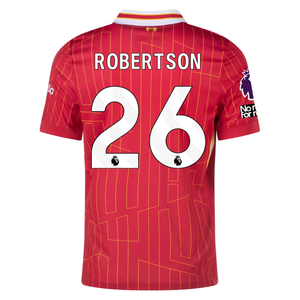 Nike Liverpool Andrew Robertson Home Jersey w/ EPL + No Room For Racism Patches 24/25 (Gym Red/Chrome Yellow)