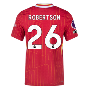 Nike Liverpool Match Authentic Andy Robertson Home Jersey w/ EPL + No Room For Racism Patches 24/25 (Gym Red/Chrome Yellow)