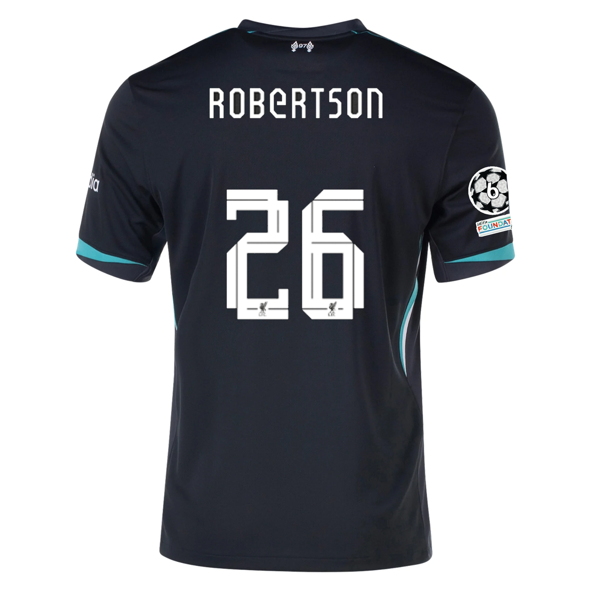 Andy Royle Jersey Nike Liverpool Andy Robertson Away Jersey w/ Champions League Patches ...