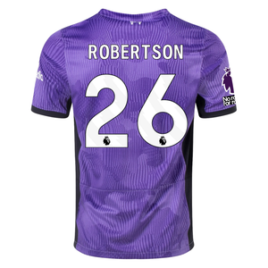 Nike Liverpool Andy Robertson Third Jersey w/ EPL + No Room For Racism Patches 23/24 (Space Purple/White)
