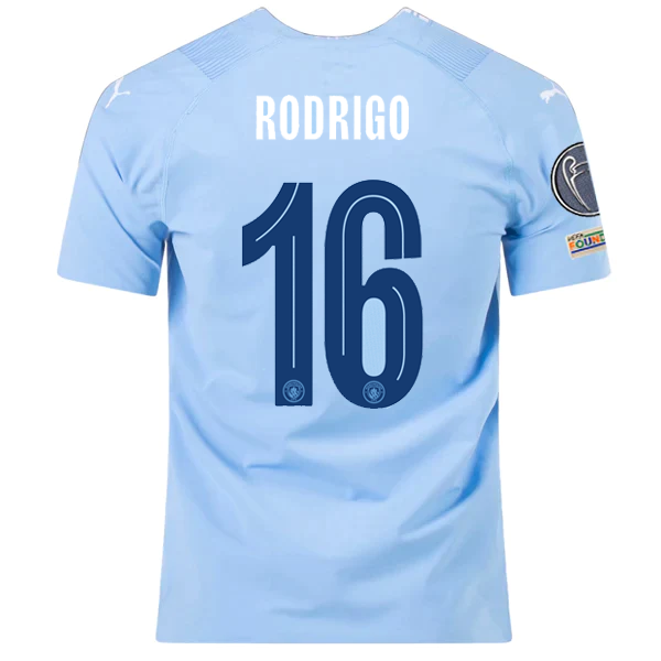 Puma Manchester City Authentic Rodrigo Home Jersey w/ Champions League ...