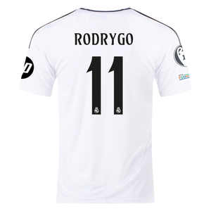 adidas Real Madrid Rodrygo Home Jersey 24/25 w/ Champions League Patches (White/Black) (Copy)