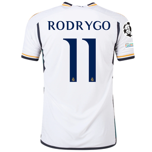 adidas Real Madrid Authentic Rodrygo Home Jersey w/ Champions League + Club World Cup Patches 23/24 (White)