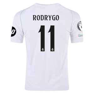 adidas Real Madrid Authentic Rodrygo Home Jersey w/ Champions League Patches 24/25 (White/Black)