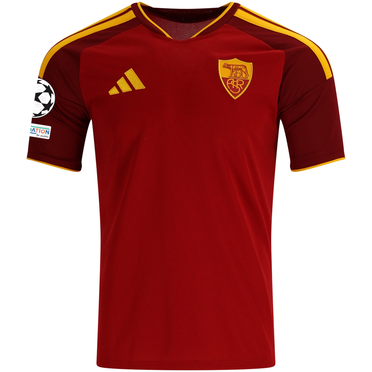 adidas Mens AS Roma Home Jersey w/ Champions League Patches 26/27 (Burgundy)