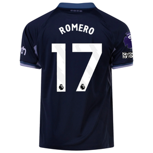 Nike Tottenham Cristian Romero Away Jersey w/ EPL + No Room For Racism Patches 23/24 (Rine/Mystic Navy/Iron Purple)