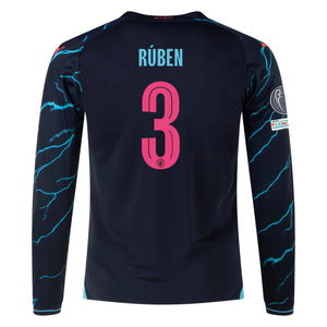 Puma Manchester City Rúben Dias Third Long Sleeve Jersey w/ Champion Leagues + Club World Cup Patch 23/24 (Dark Navy/Hero Blue)