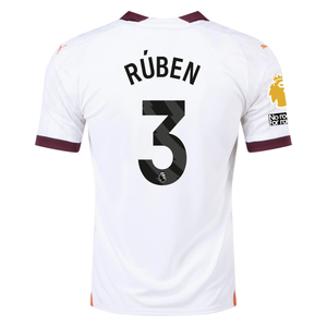 Puma Manchester City Ruben Dias Away Jersey w/ EPL + No Room For Racism Patches 23/24 (Puma White/Aubergine)