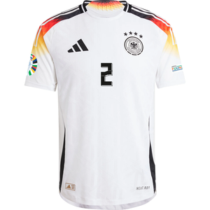 adidas Germany Authentic Antonio Rudiger Home Jersey w/ Euro 2024 Patches 24/25 (White)