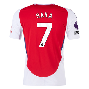 adidas Arsenal Bukayo Saka Home Jersey w/ EPL + No Room For Racism Patches 24/25 (Better Scarlet/White)