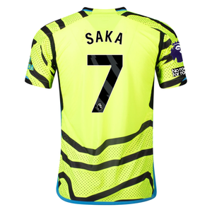 adidas Arsenal Authentic Bukayo Saka Away Jersey w/ EPL + No Room For Racism Patches 23/24 (Team Solar Yellow/Black)