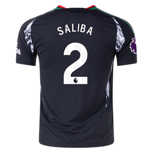 adidas Arsenal Authentic William Saliba Away Jersey w/ EPL Patch 24/25 (Black)