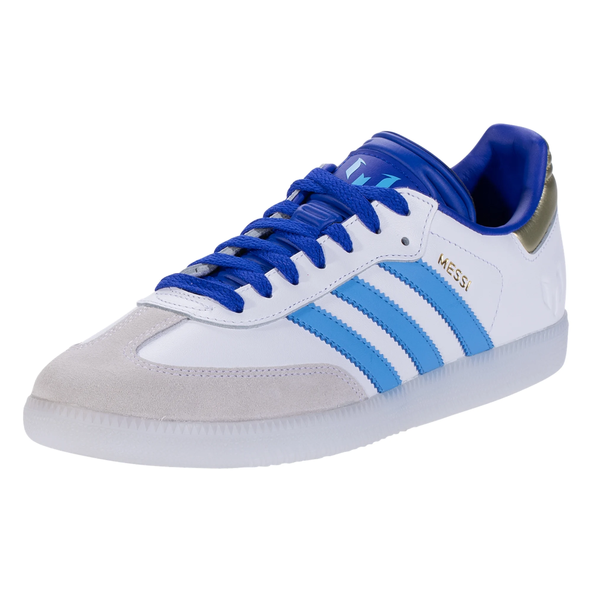 adidas Samba Messi Soccer Shoes White Gold Sky Blue Soccer