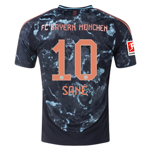 adidas Bayern Munich Leroy Sane Away Jersey w/ Bundesliga Patch 24/25 (Black/Copper/Blue)