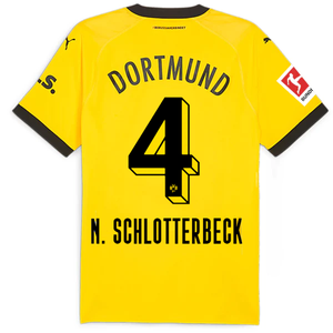 Puma Borussia Dortmund Authentic Schlotterson Home Jersey w/ Bundesliga Patch 23/24 (Cyber Yellow/Puma Black)