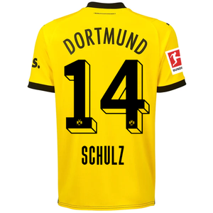 Puma Borussia Dortmund Schulz Home Jersey w/ Bundesliga Patch 23/24 (Cyber Yellow/Puma Black)