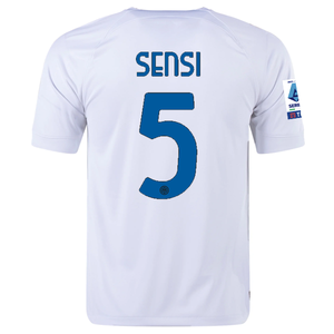 Nike Inter Milan Stefano Sensi Away Jersey w/ Series A + Copa Italia Patches 23/24 (White/Lyon Blue)