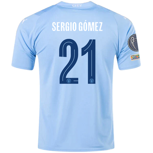 Puma Manchester City Sergio Gomez Home Jersey w/ Champions League Patches 23/24 (Team Light Blue/Puma White)
