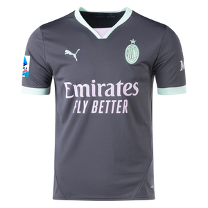 Puma AC Milan Rafa Leao Third Jersey w/ Serie A Patch 24/25 (Shadow Gray/Fresh Mint)