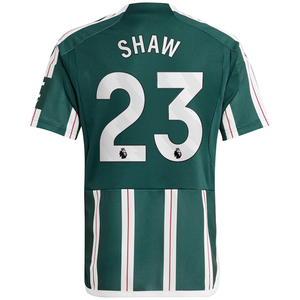 adidas Youth Manchester United Luke Shaw Away Jersey 23/24 (Green Night/Core White/Active Maroon)