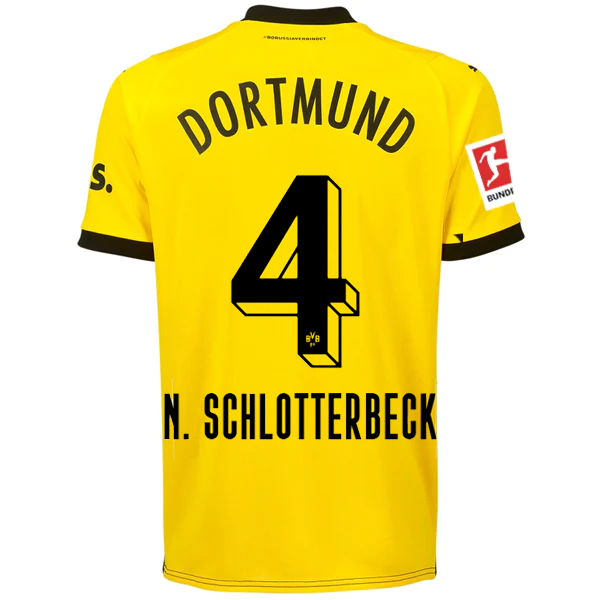 Puma Borussia Dortmund Schlotterbeck Home Jersey w/ Bundesliga Patch 23/24 (Cyber Yellow/Puma Black)