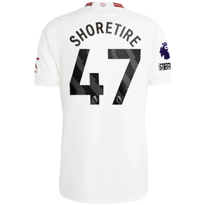 adidas Manchester United Shola Shoretire Third Jersey w/ EPL + No Room For Racism Patches 23/24 (Cloud White/Red)