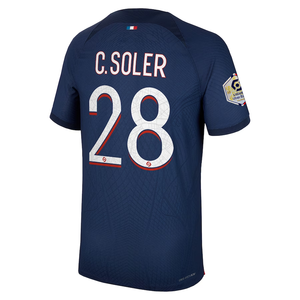 Nike Paris Saint-Germain Authentic Match Soler Home Jersey w/ Ligue 1 Champion Patch 23/24 (Midnight Navy)