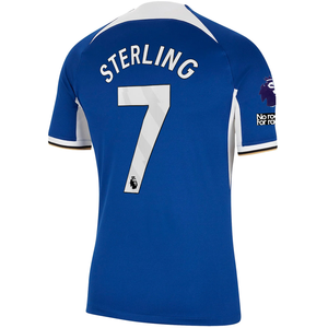Nike Chelsea Raheem Sterling Home Jersey w/ EPL + No Room For Racism Patches 23/24 (Rush Blue/Club Gold)
