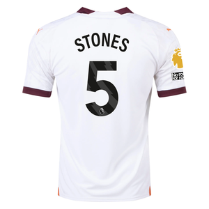 Puma Manchester City John Stones Away Jersey w/ EPL + No Room For Racism Patches 23/24 (Puma White/Aubergine)