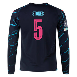 Puma Manchester City John Stones Third Long Sleeve Jersey w/ Champion Leagues + Club World Cup Patch 23/24 (Dark Navy/Hero Blue)