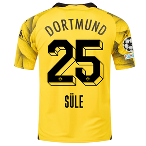 Puma Mens Borussia Dortmund Niklas Süle Third Jersey w/ Champions League Patches 23/24 (Cyber Yellow/Puma Black)