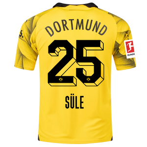 Puma Mens Borussia Dortmund Niklas Süle Third Jersey w/ Bundesliga Patch 23/24 (Cyber Yellow/Puma Black)
