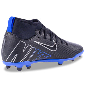 Nike Jr. Superfly 9 Club FG/MG Soccer Cleats (Black/Chrome-Hyper Royal)