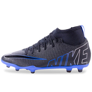 Nike Jr. Superfly 9 Club FG/MG Soccer Cleats (Black/Chrome-Hyper Royal)