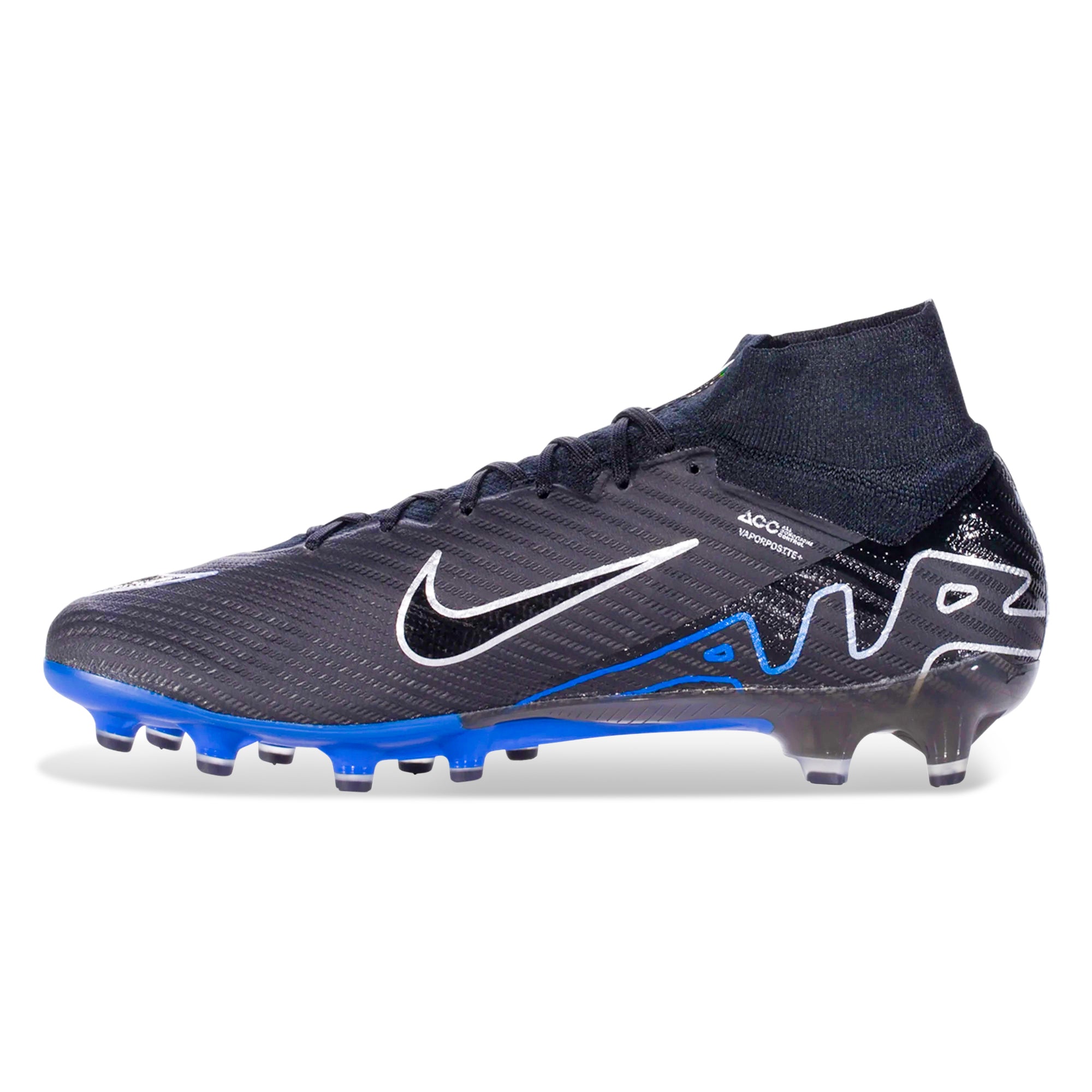Nike Zoom Superfly 9 Elite AG-Pro Soccer Cleats (Black/Chrome