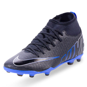 Nike Jr. Superfly 9 Club FG/MG Soccer Cleats (Black/Chrome-Hyper Royal)