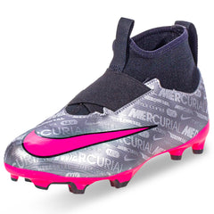 Nike Jr. Zoom Superfly 9 Pro XXV Firm Ground Soccer Cleats (Metallic Silver/Hyper Pink)