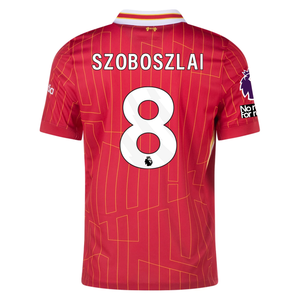 Nike Liverpool Dominik Szoboszlai Home Jersey w/ EPL + No Room For Racism Patches 24/25 (Gym Red/Chrome Yellow)