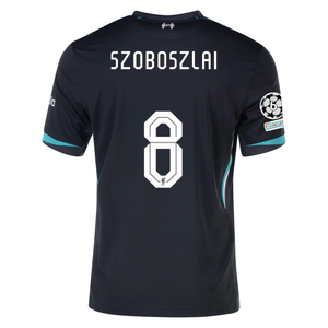 Nike Liverpool Dominik Szoboszlai Away Jersey w/ Champions League Patches 24/25 (Night Forest/Washed Teal)