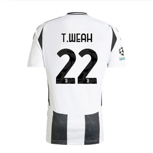 adidas Juventus Authentic Tim Weah Home Jersey w/ Champions League + Copa Italia Patches 24/25 (White/Black)