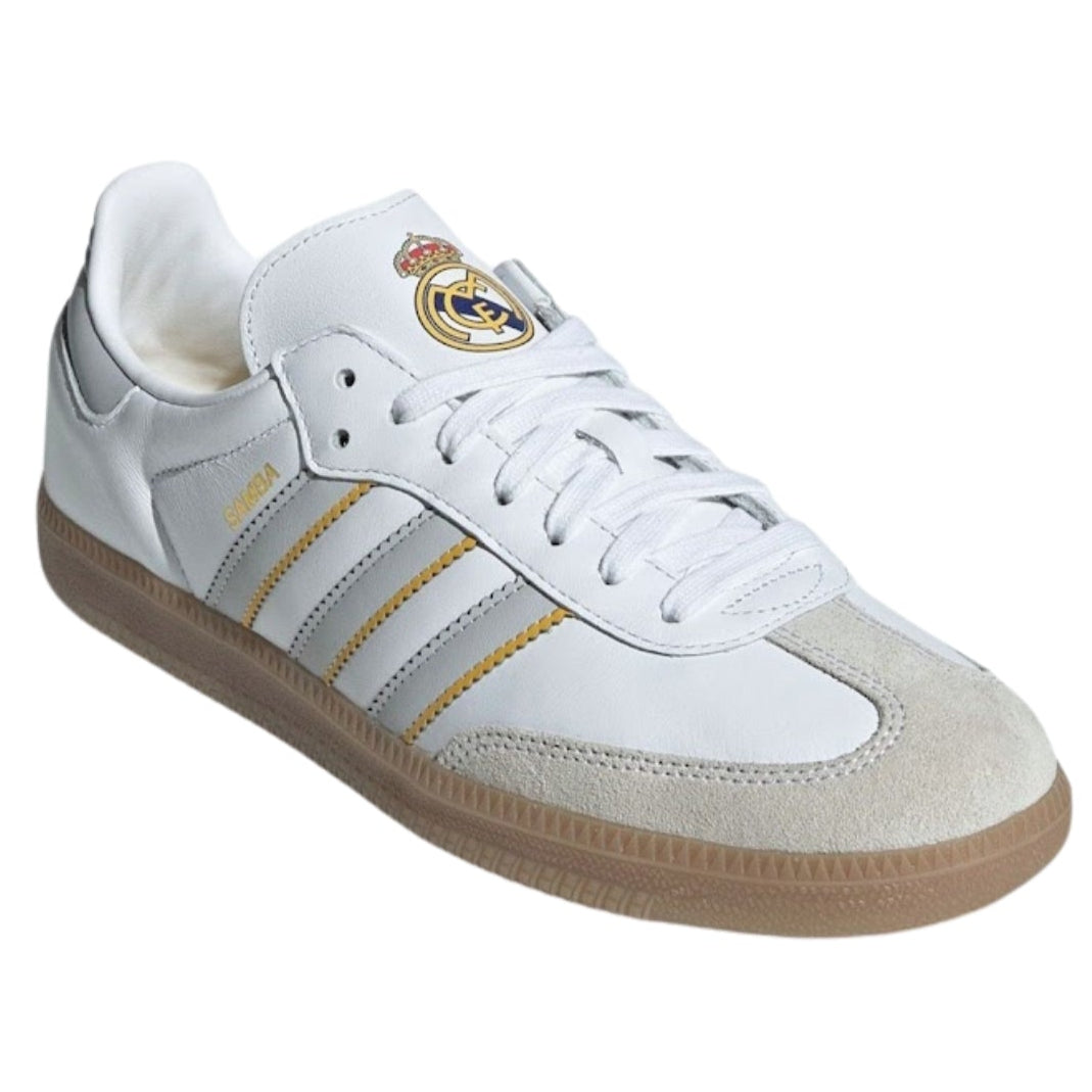 adidas Real Madrid Samba Indoor Soccer Shoes (White/Grey/Gum)